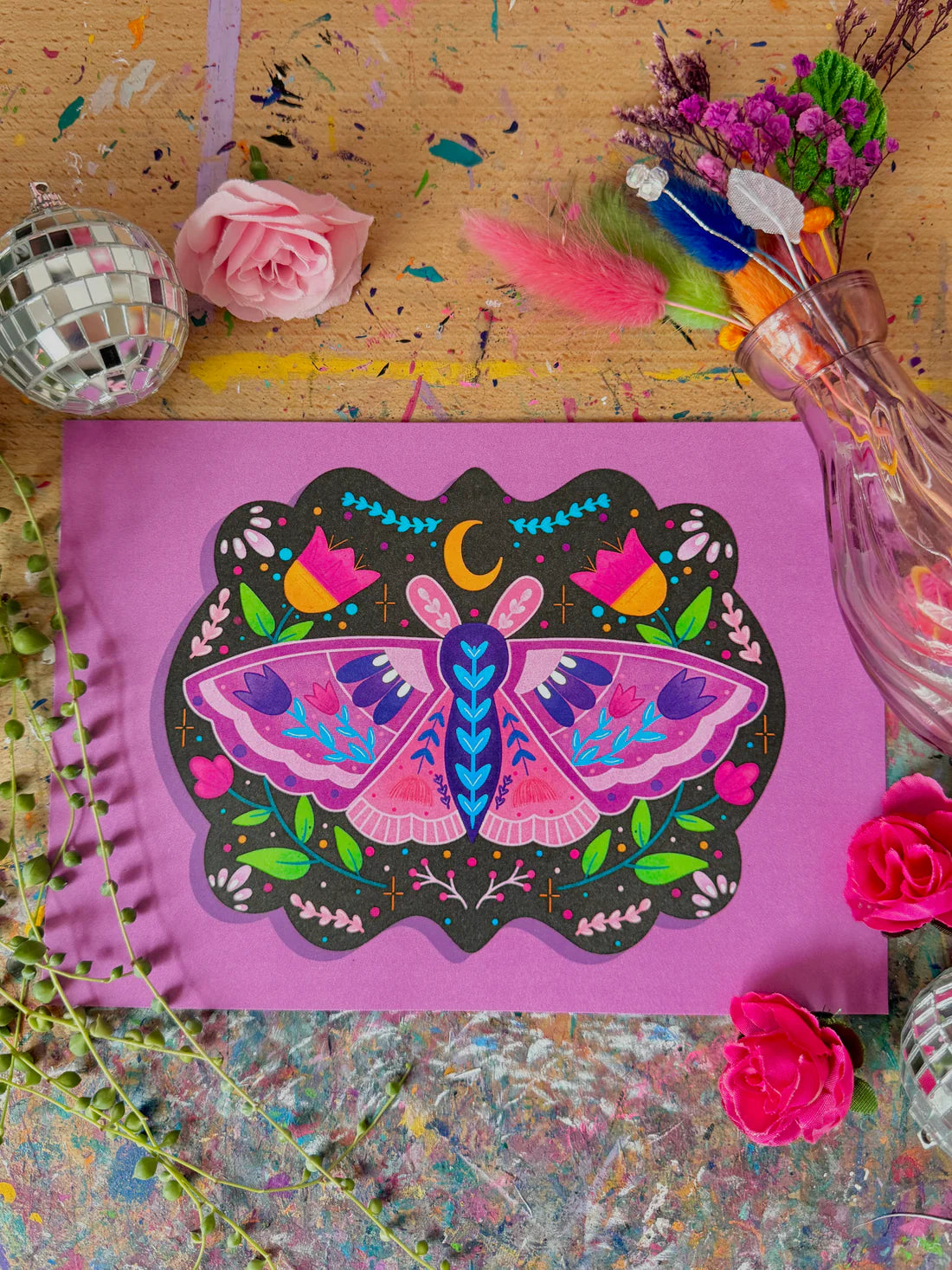 Lilac Moth On Plaque A5 Print