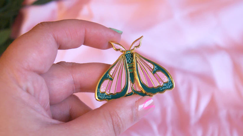 Cleo Moving Moth Enamel Pin