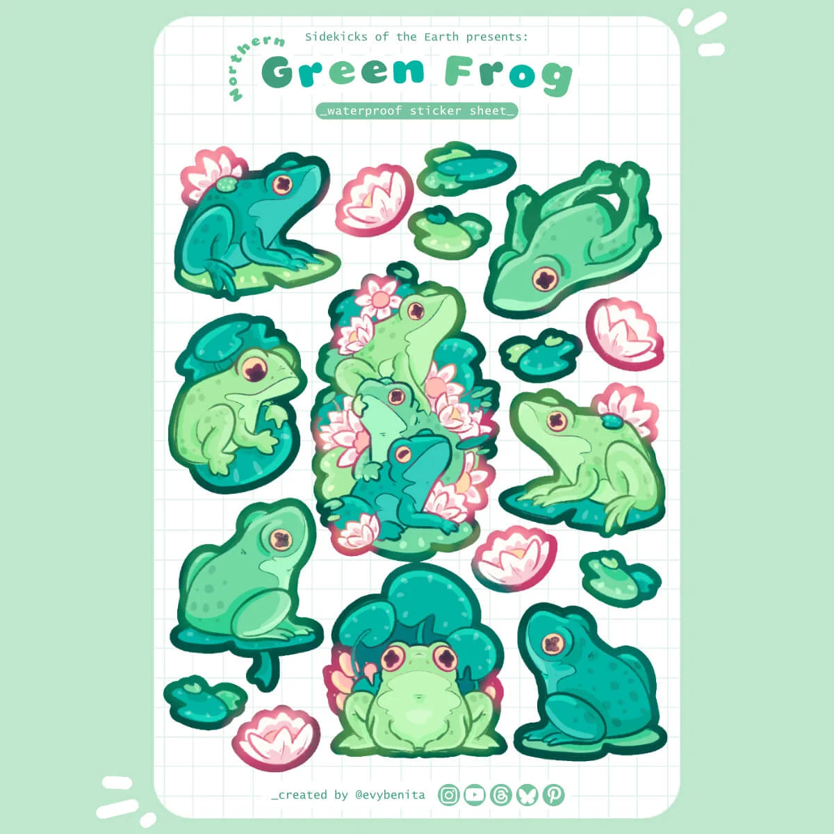 Green Frog Sticker Sheet