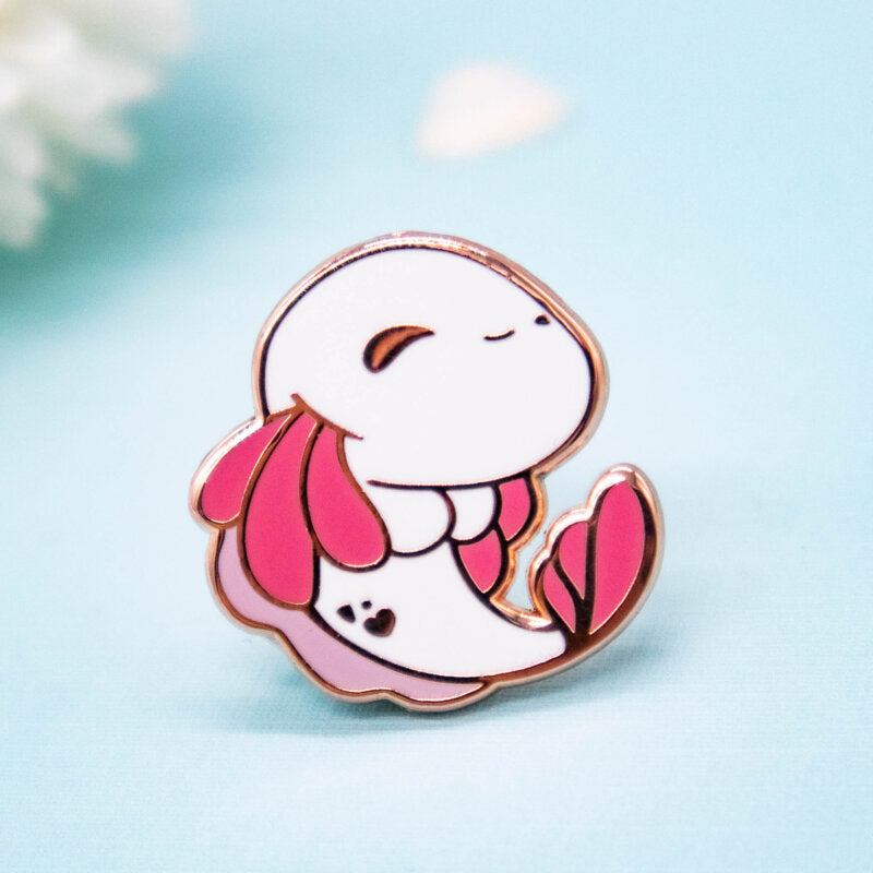 Happy Leucistic Axolotl | Sidekick Enamel Pin