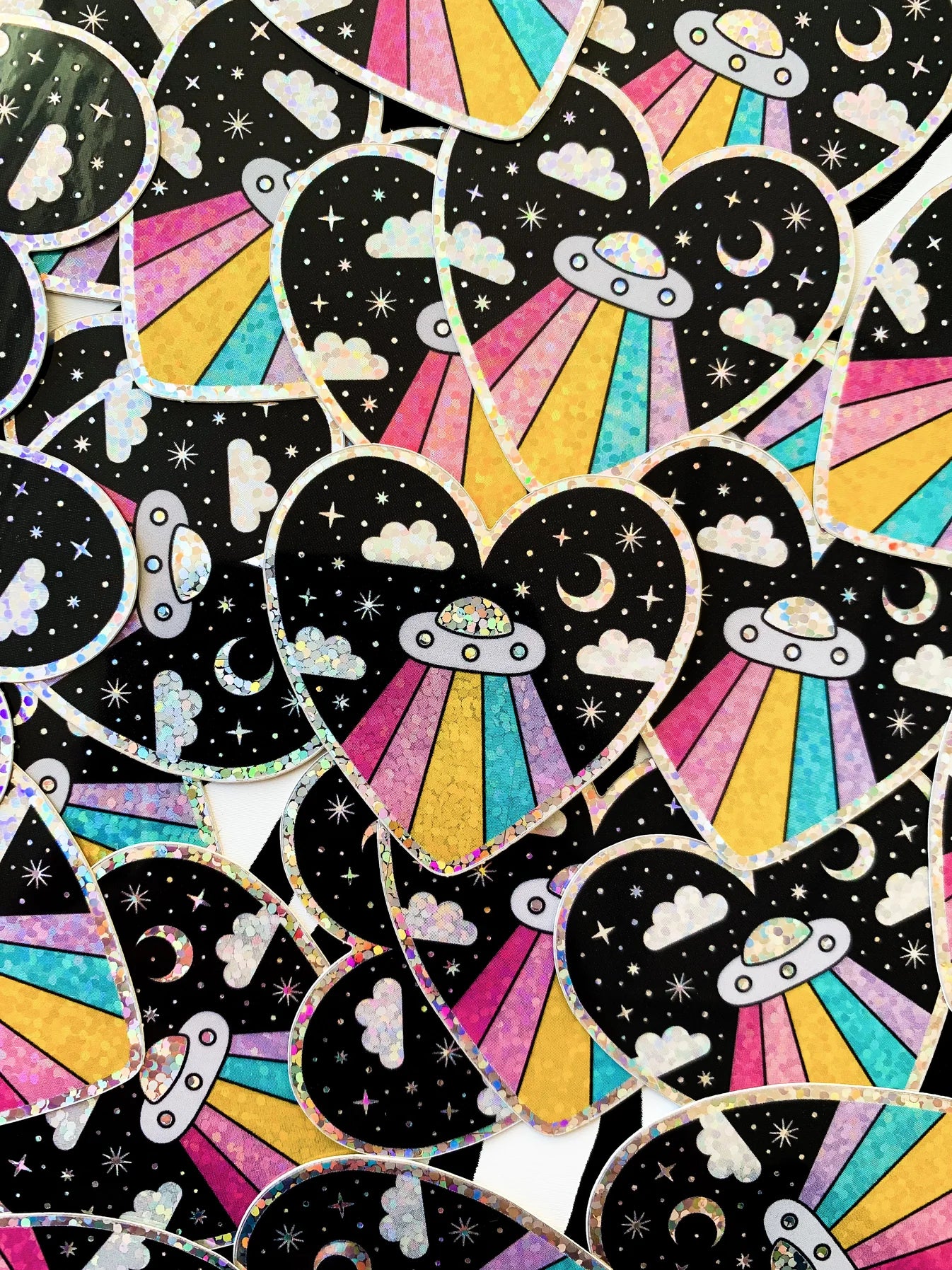 UFO Glitter Sticker
