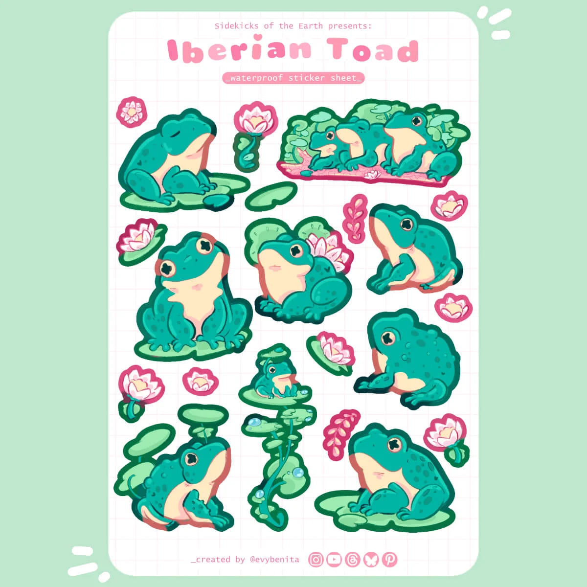 Ibearian Toad Waterproof Sticker Sheet