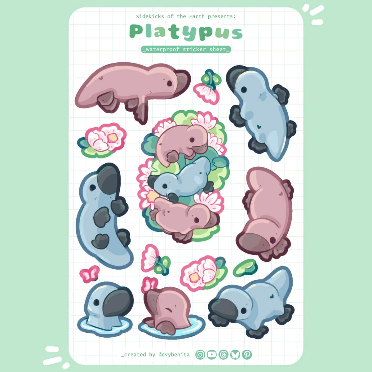 Playful Platypus Vinyl Sticker Sheet