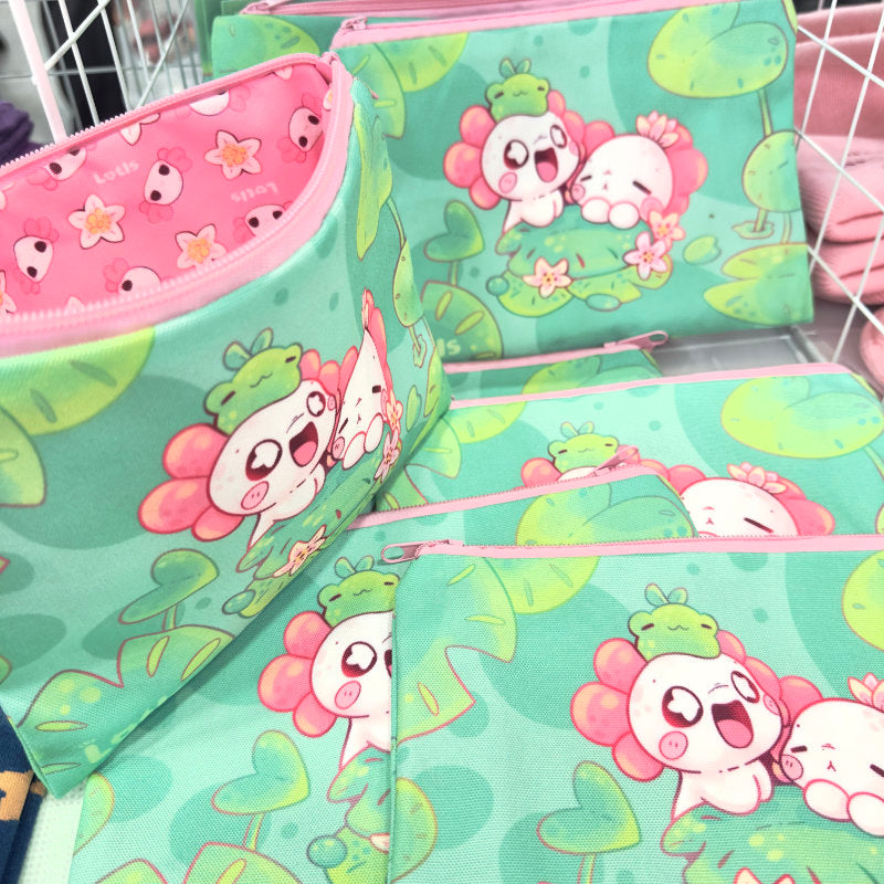 Lily Pond Valley Axolotl Zipper Pouch