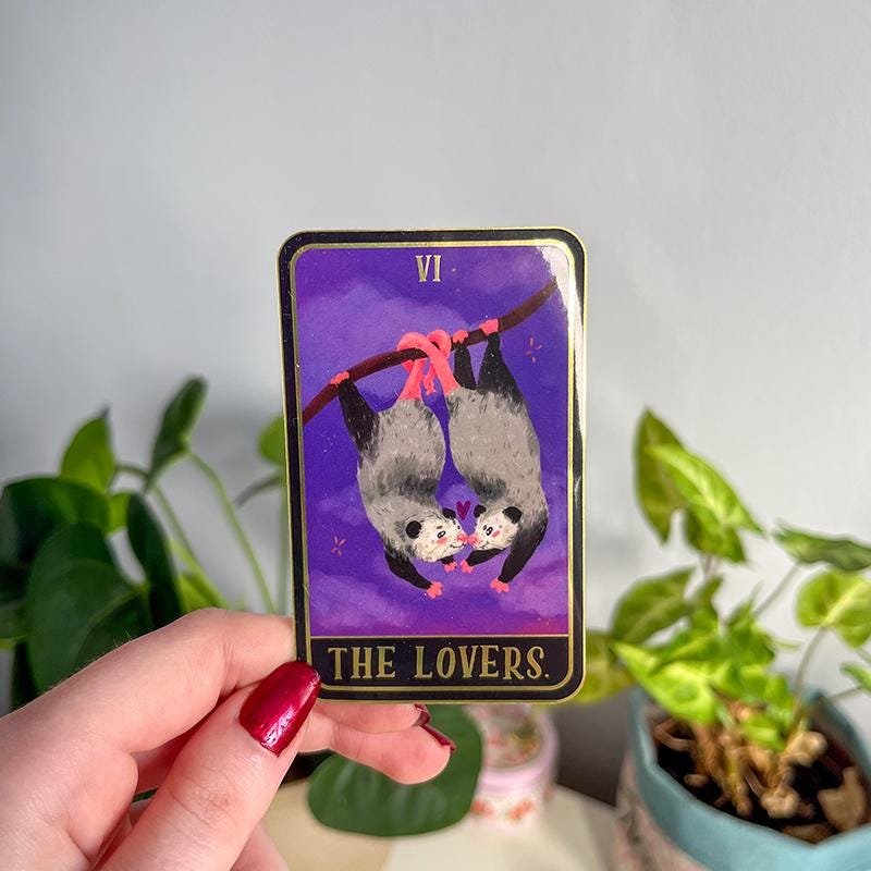 The Lovers Possum Tarot Card Sticker