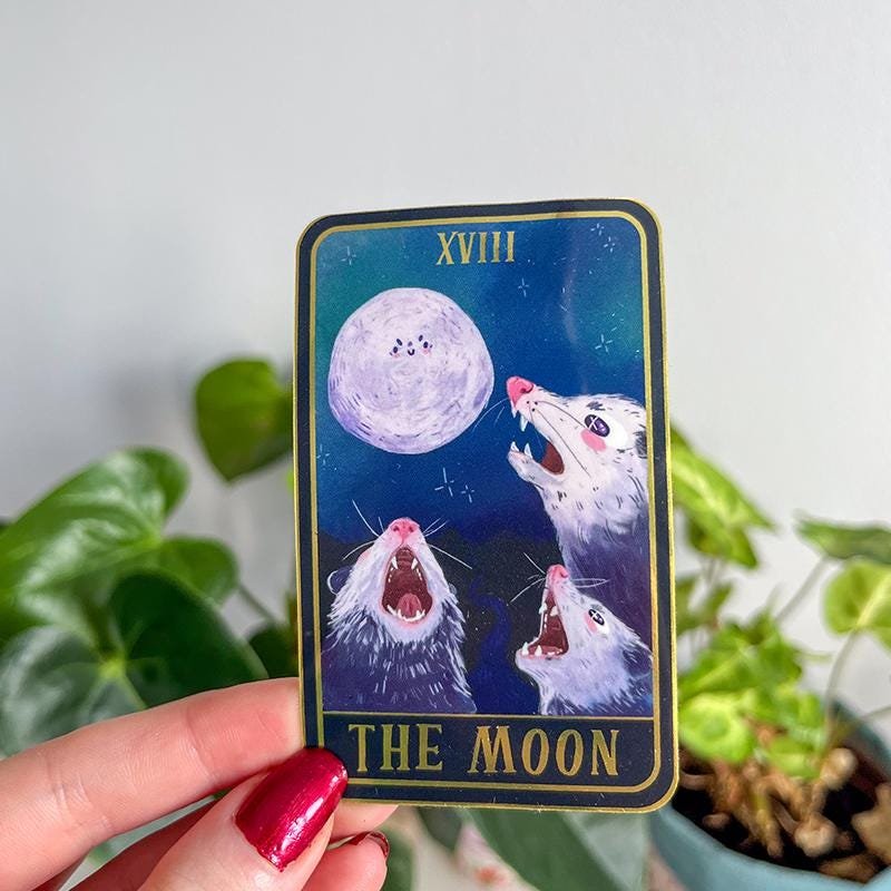 The Moon Possum Tarot Card Sticker