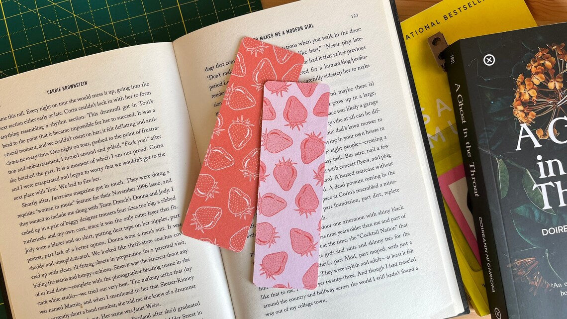 Strawberry Heavyweight Bookmark with Rounded Corners