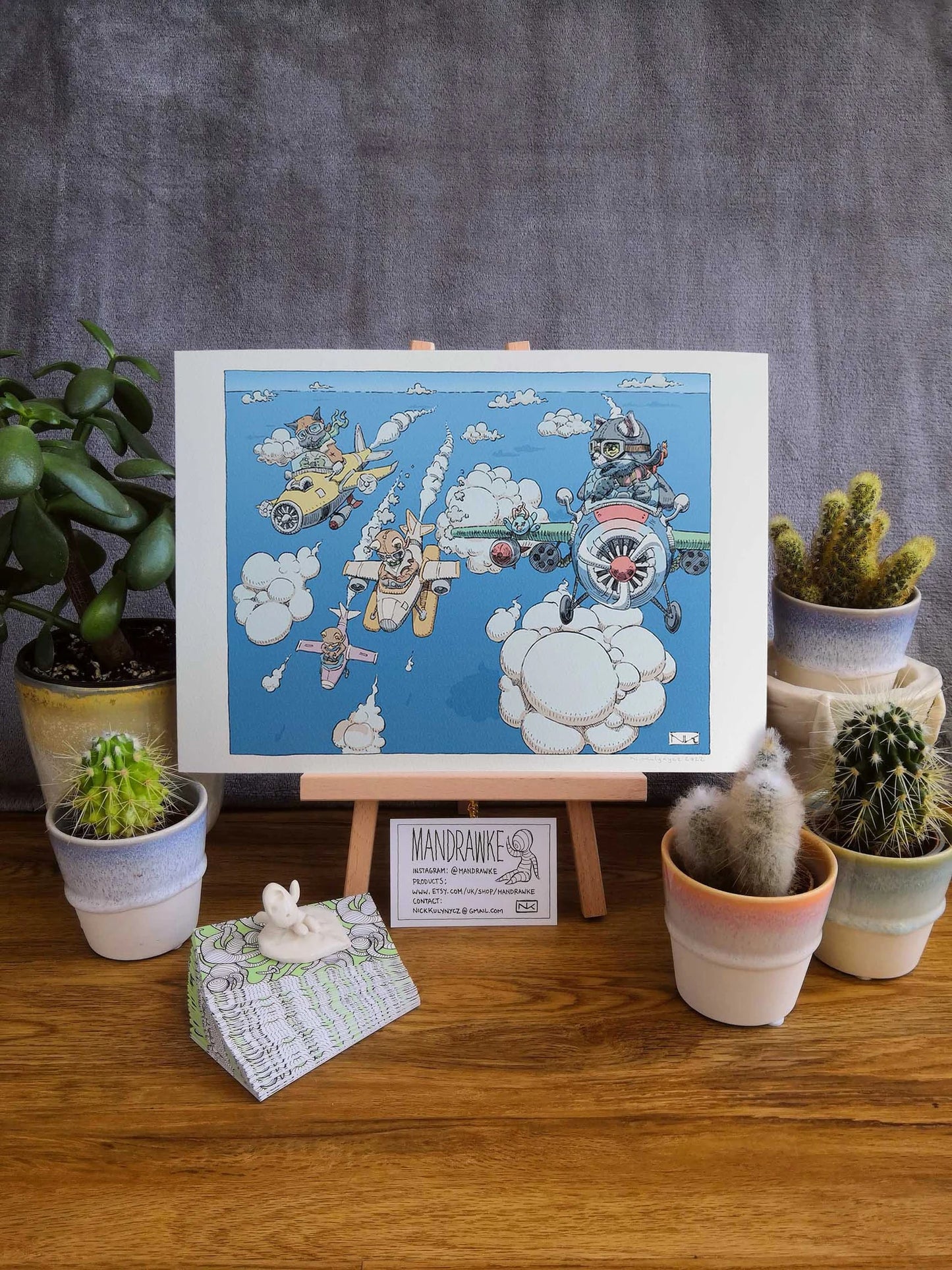 Flying Felines A4 Print