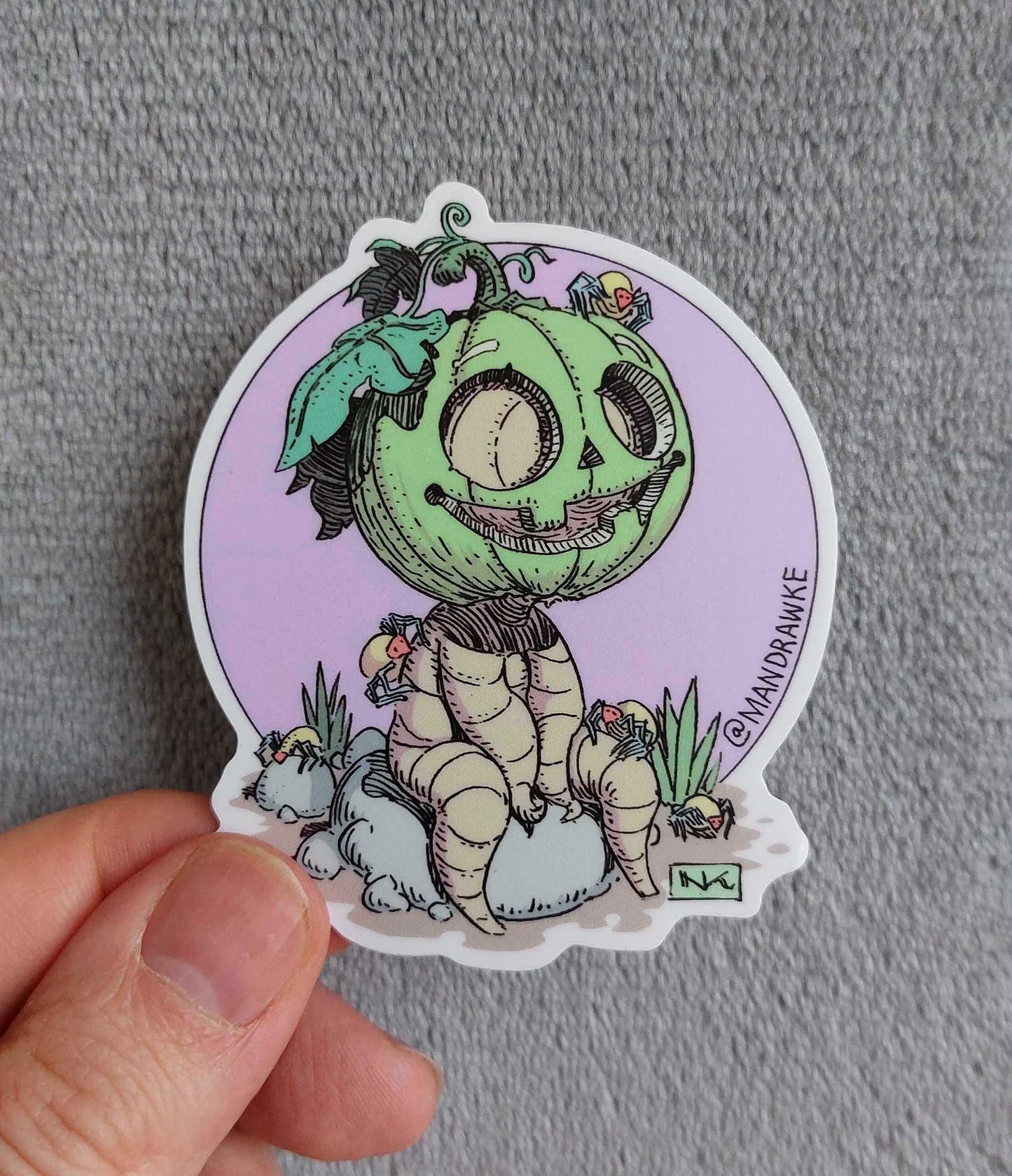 Pumpkin Head & Spiders Stickers