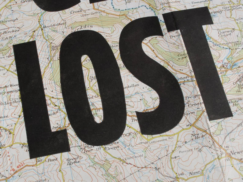 Get Lost A4 Map Lino Print
