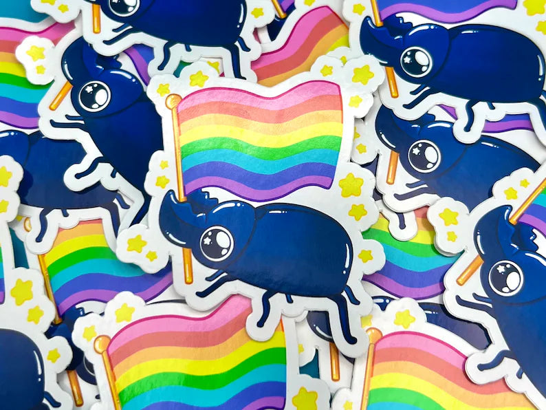 Rainbow Flag Beetle Sticker