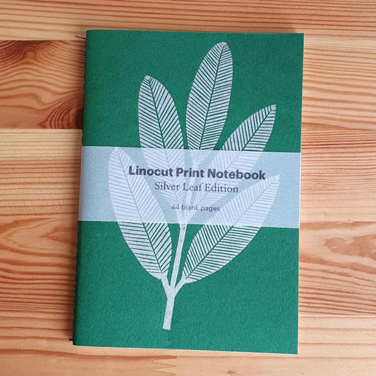 Silver Leaf Linocut A6 Notebook
