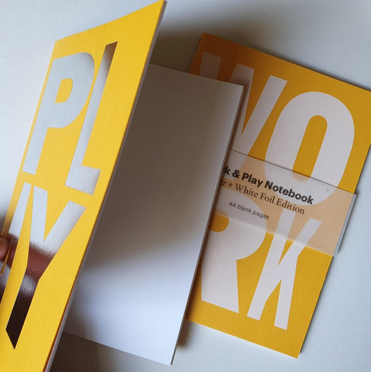 Work & Play A6 Notebook Silver & White Foil