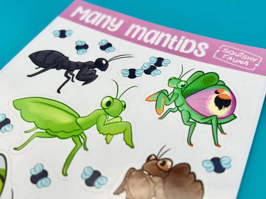 Many Mantids Sticker Sheet
