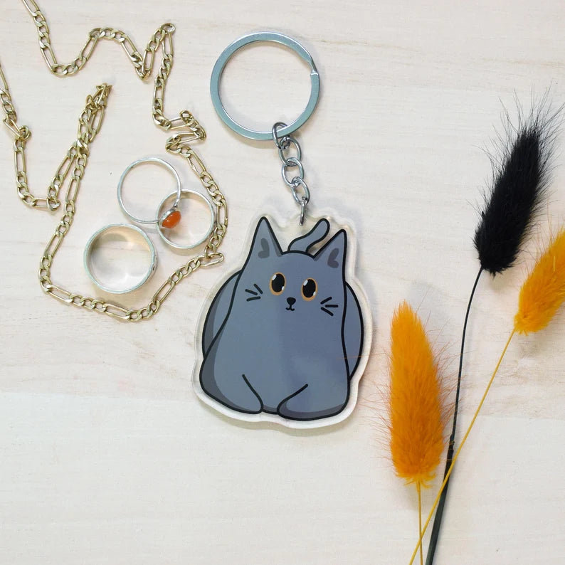 Grey Cat Keyring