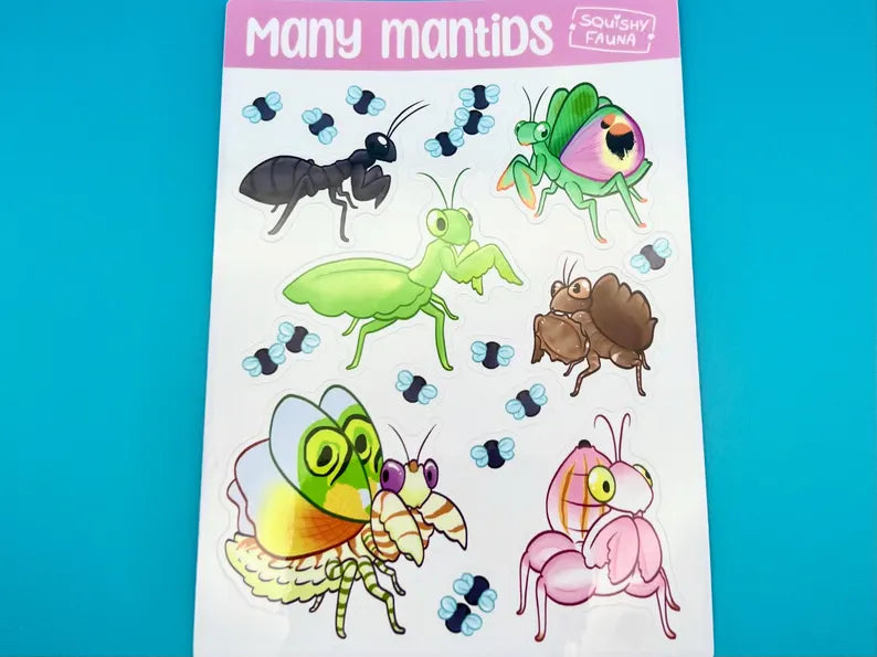 Many Mantids Sticker Sheet