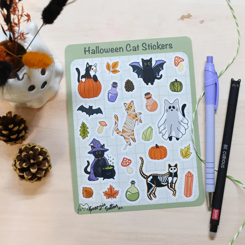 Halloween Cats Sticker Sheet
