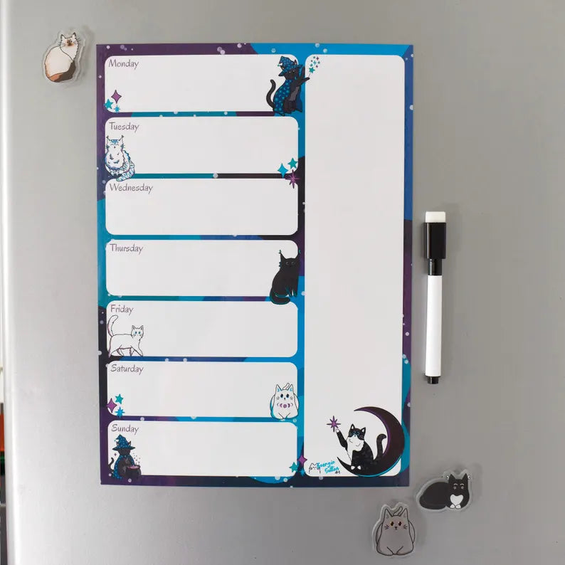 Celestial Cat Magnetic Wipeable Planner