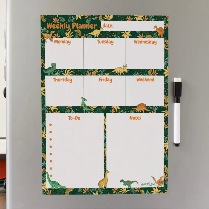 Floral Dino Magnetic Wipeable Planner