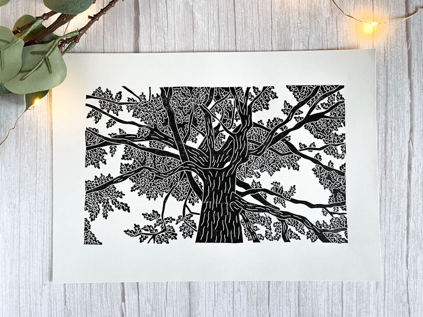 Black Oak Tree A4 Print