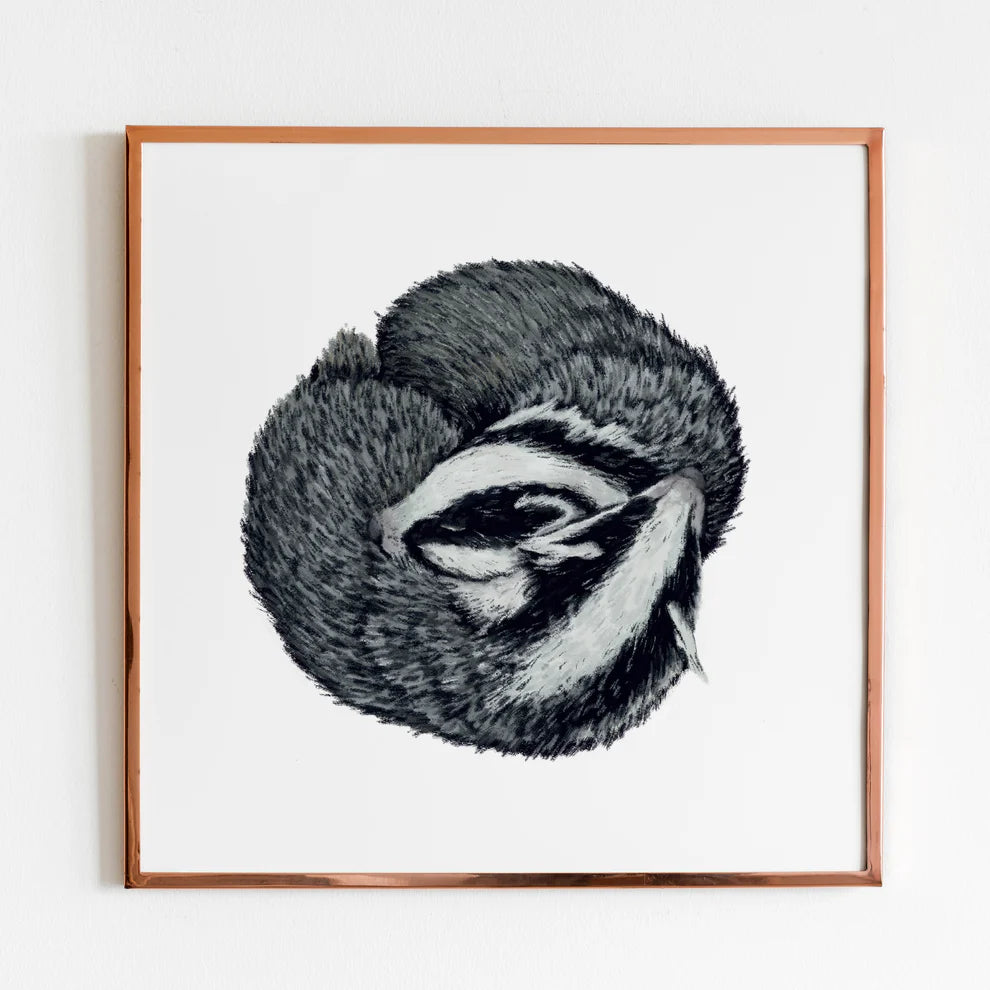 Sleeping Badgers Textured Print