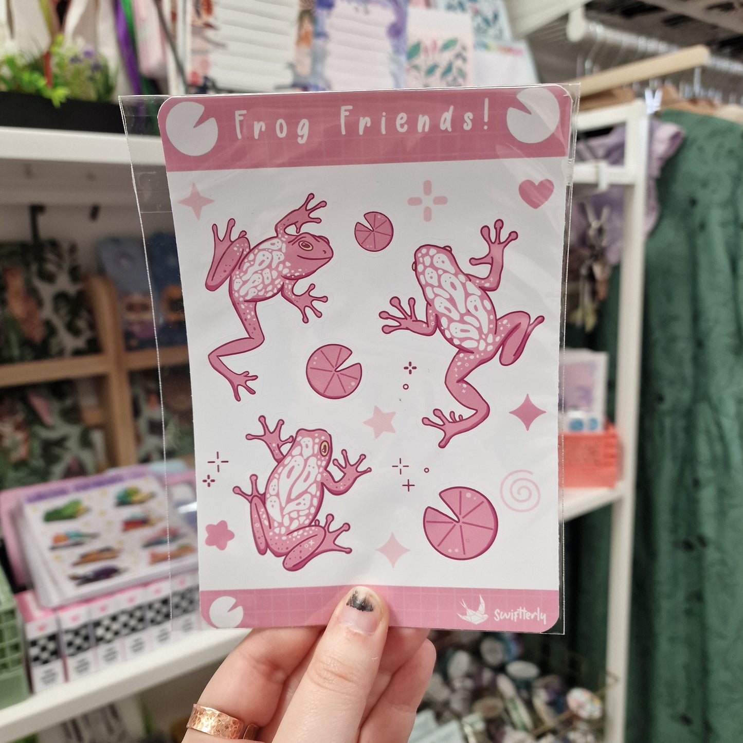 Pink Frog Sticker Sheet