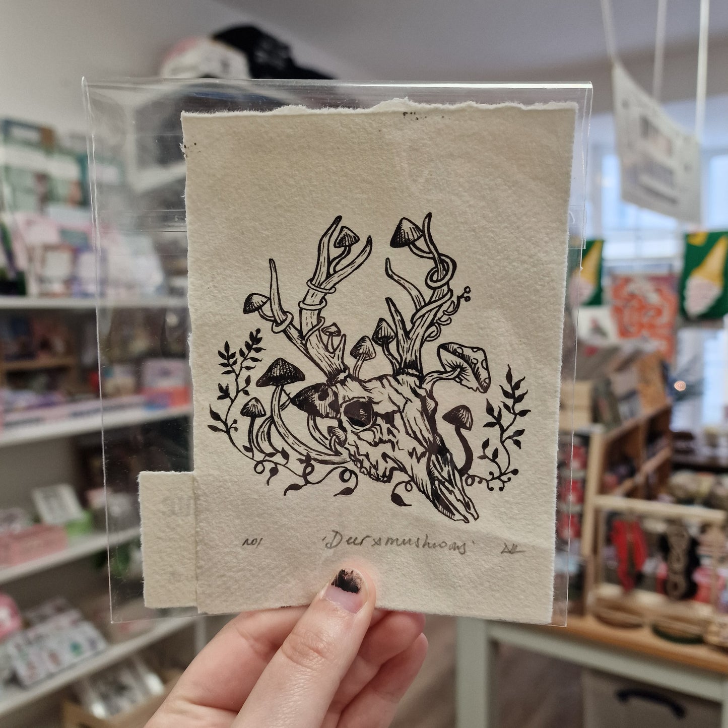 Deer + Mushrooms A6 Print