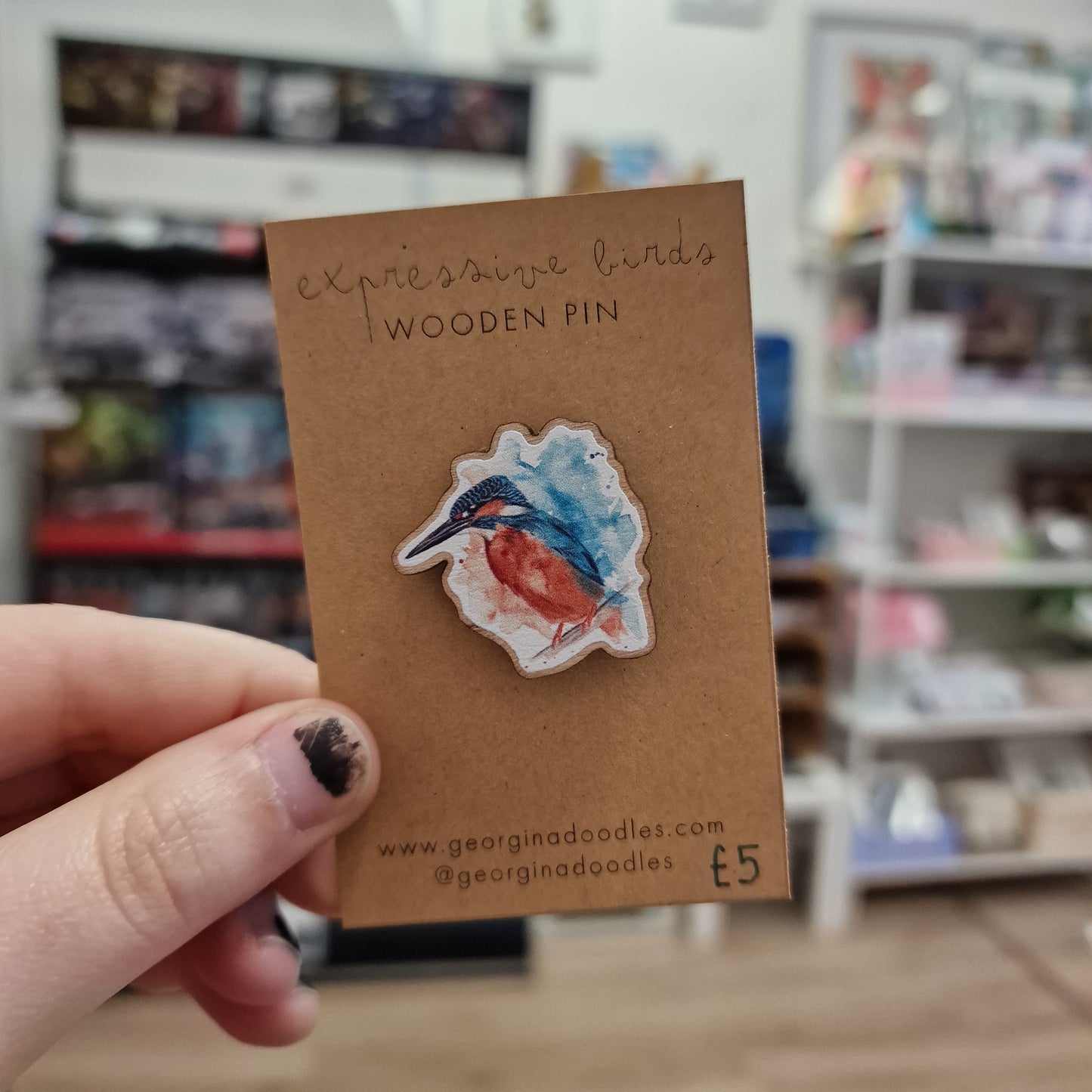 Kingfisher Wooden Pin