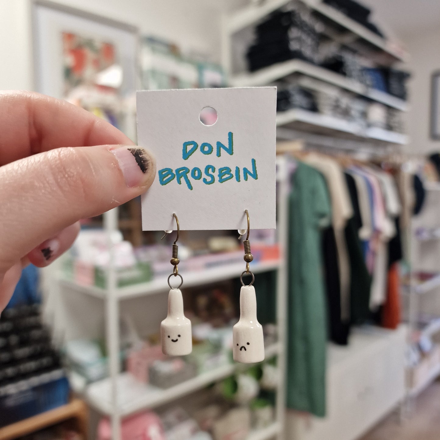 Happy / Sad Bottle Ceramic Earrings