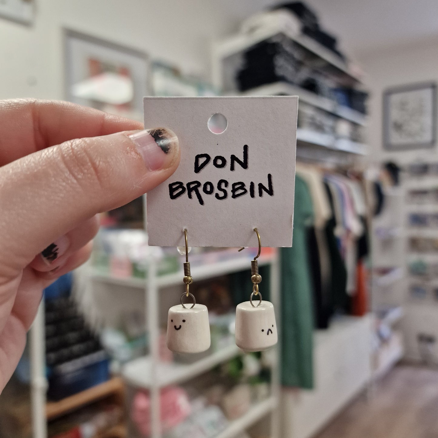 Happy / Sad Blob Ceramic Earrings