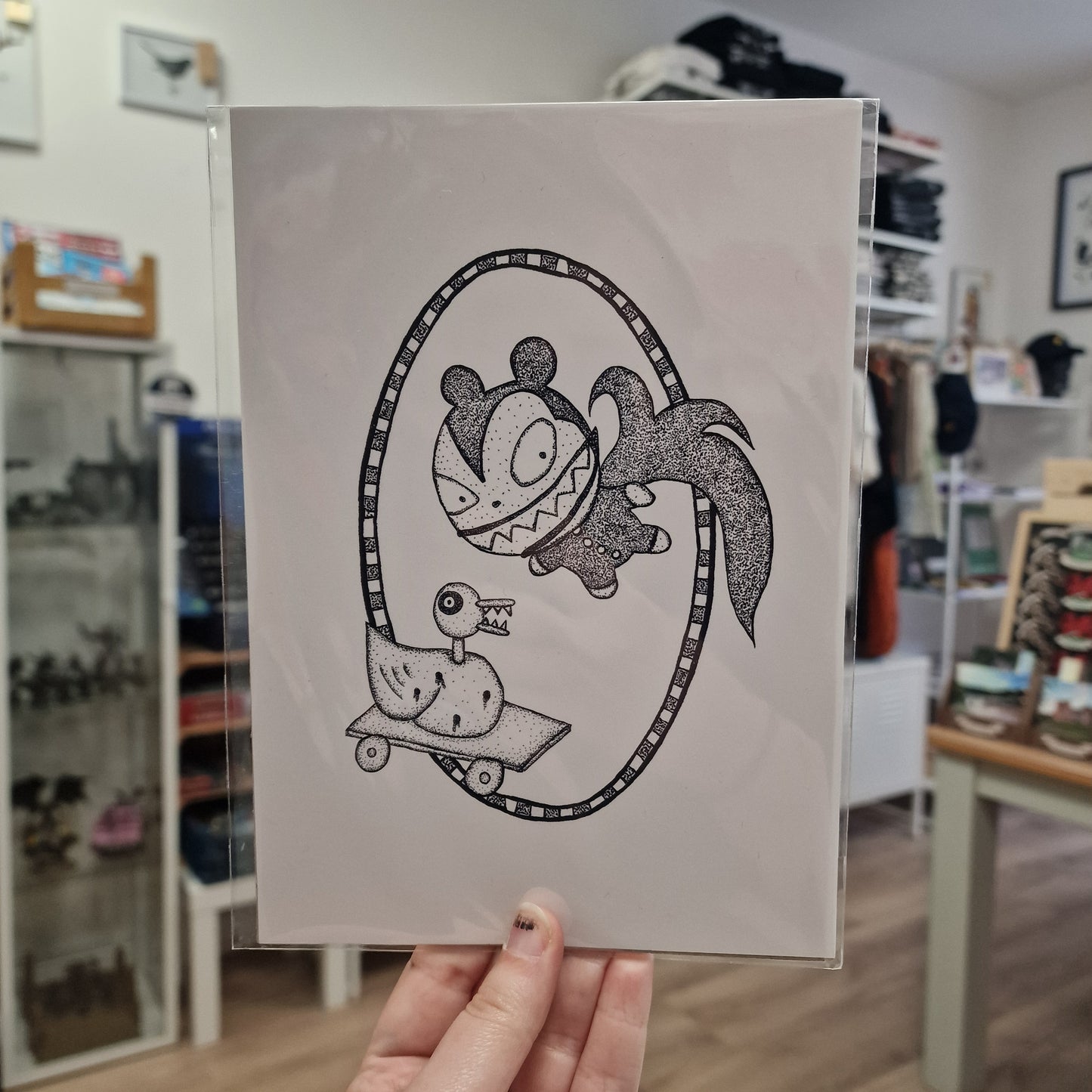 Scary Teddy and Duck A5 Print