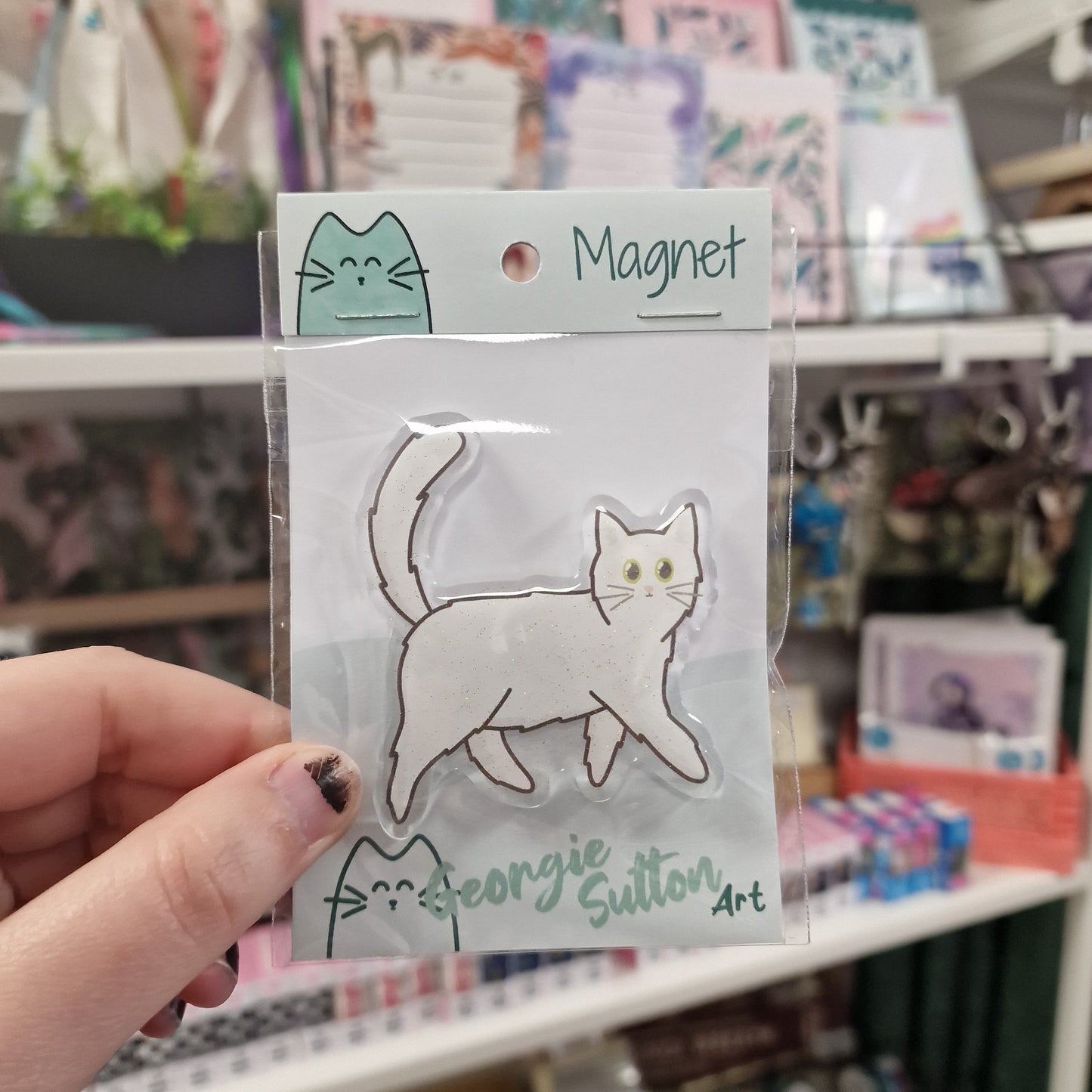 White Cat Magnet