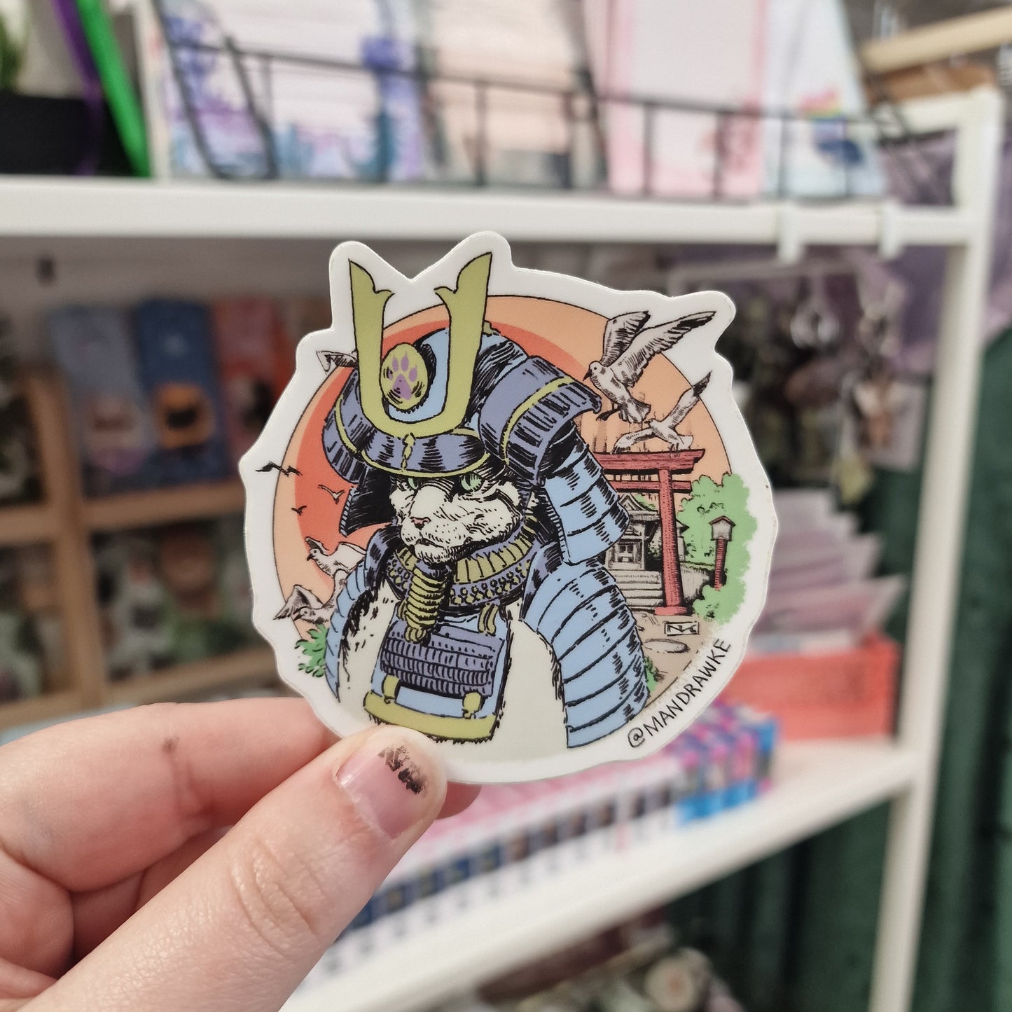Samurai Cat in Armour Sticker