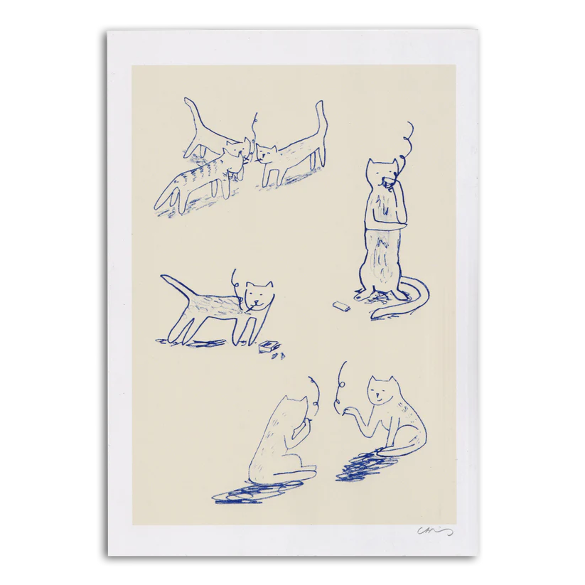 Smoking Cats A4 Print