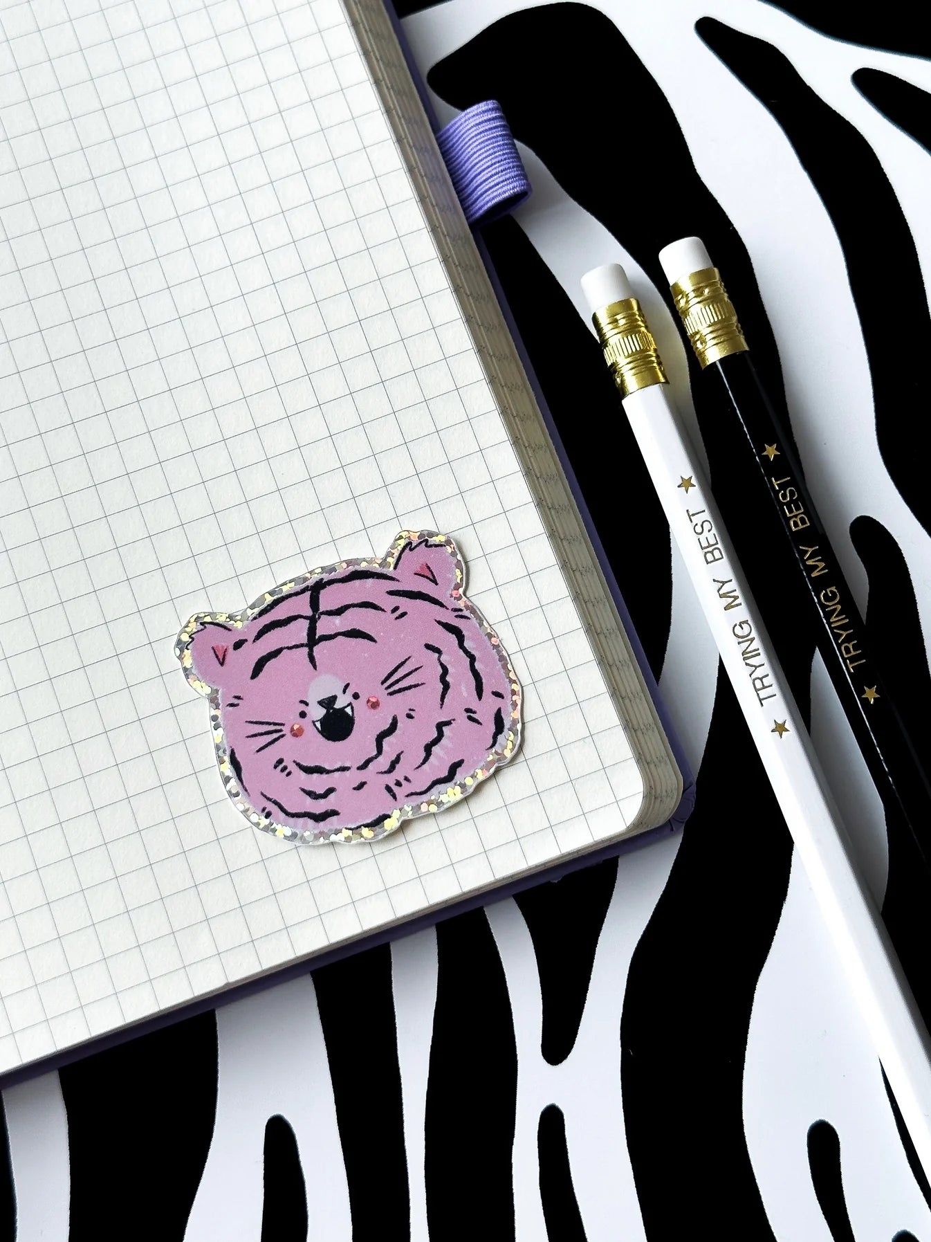 Pink Tiger Cheeks Glitter Sticker