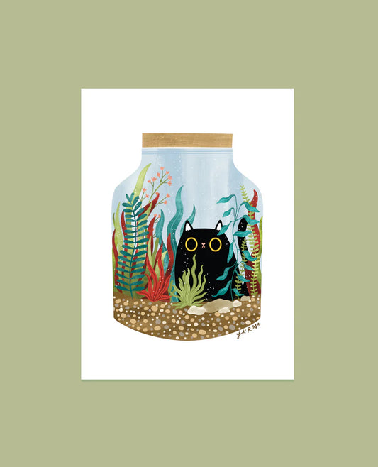 Black Cat Purrarium Print
