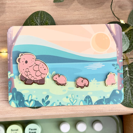 Capybara Family Pin Set