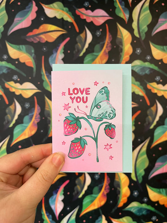Butterfly & Strawberries Card