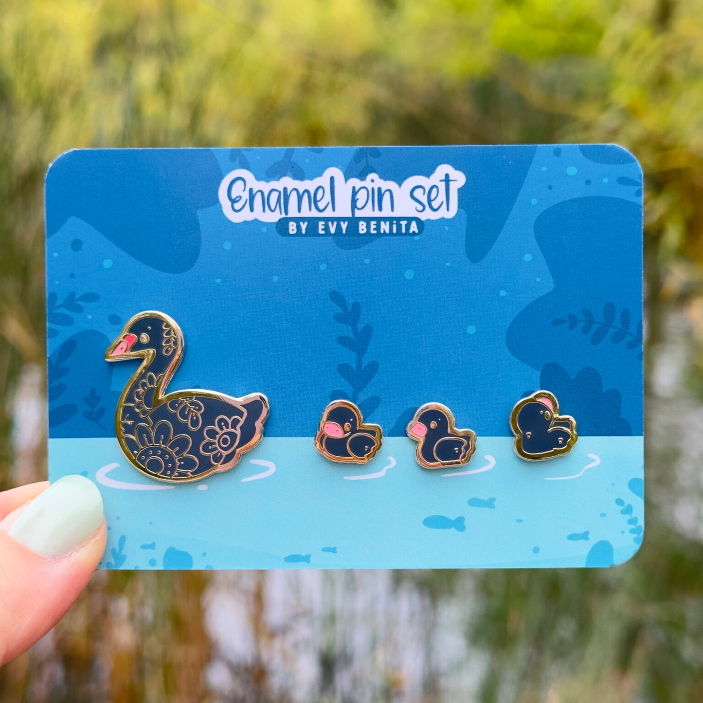 Black Swan Family Enamel Pin Set