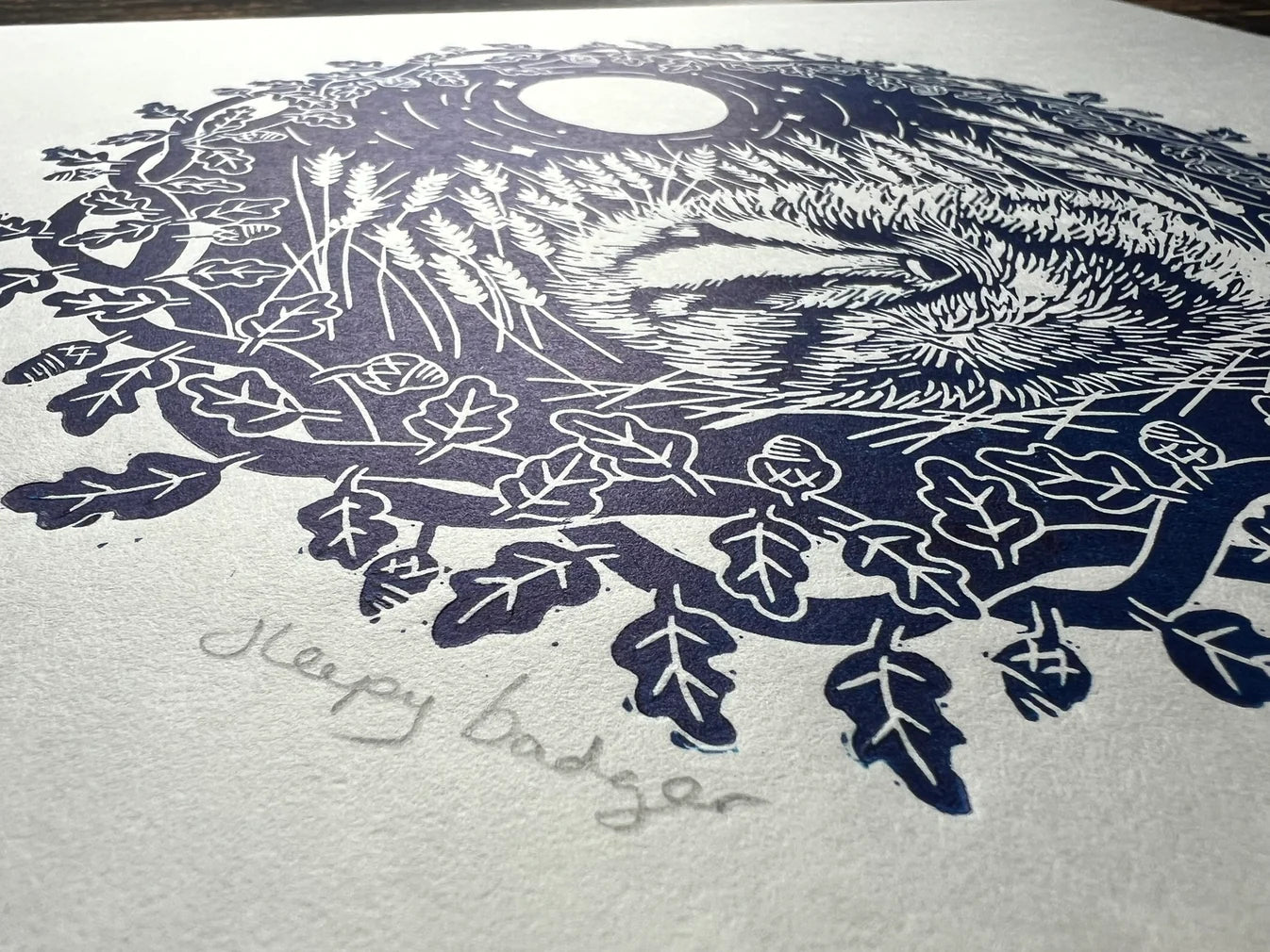 Sleepy Badger A3 Print