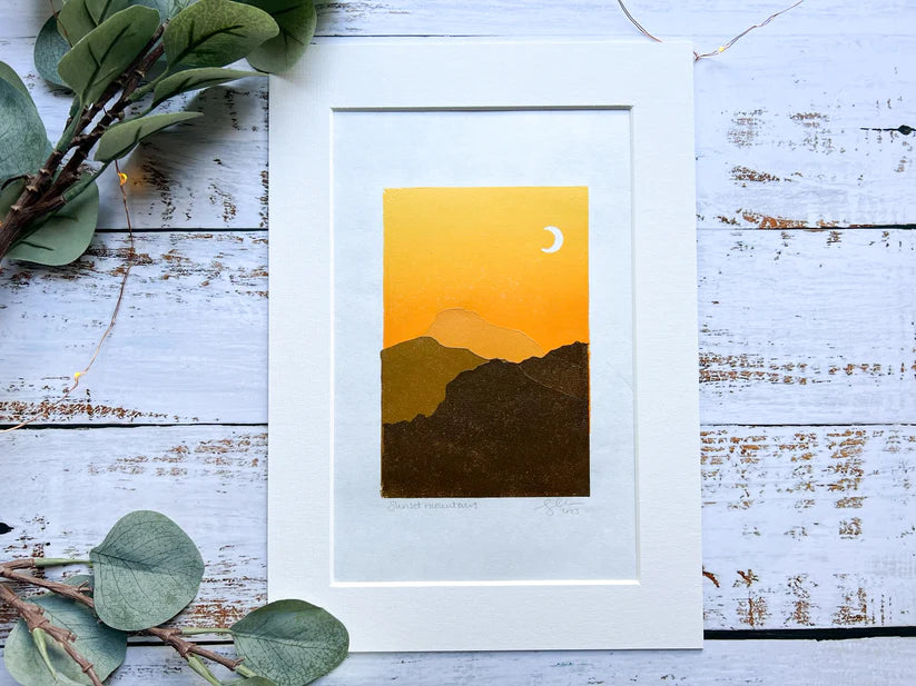 Sunset Mountains  A4 Print