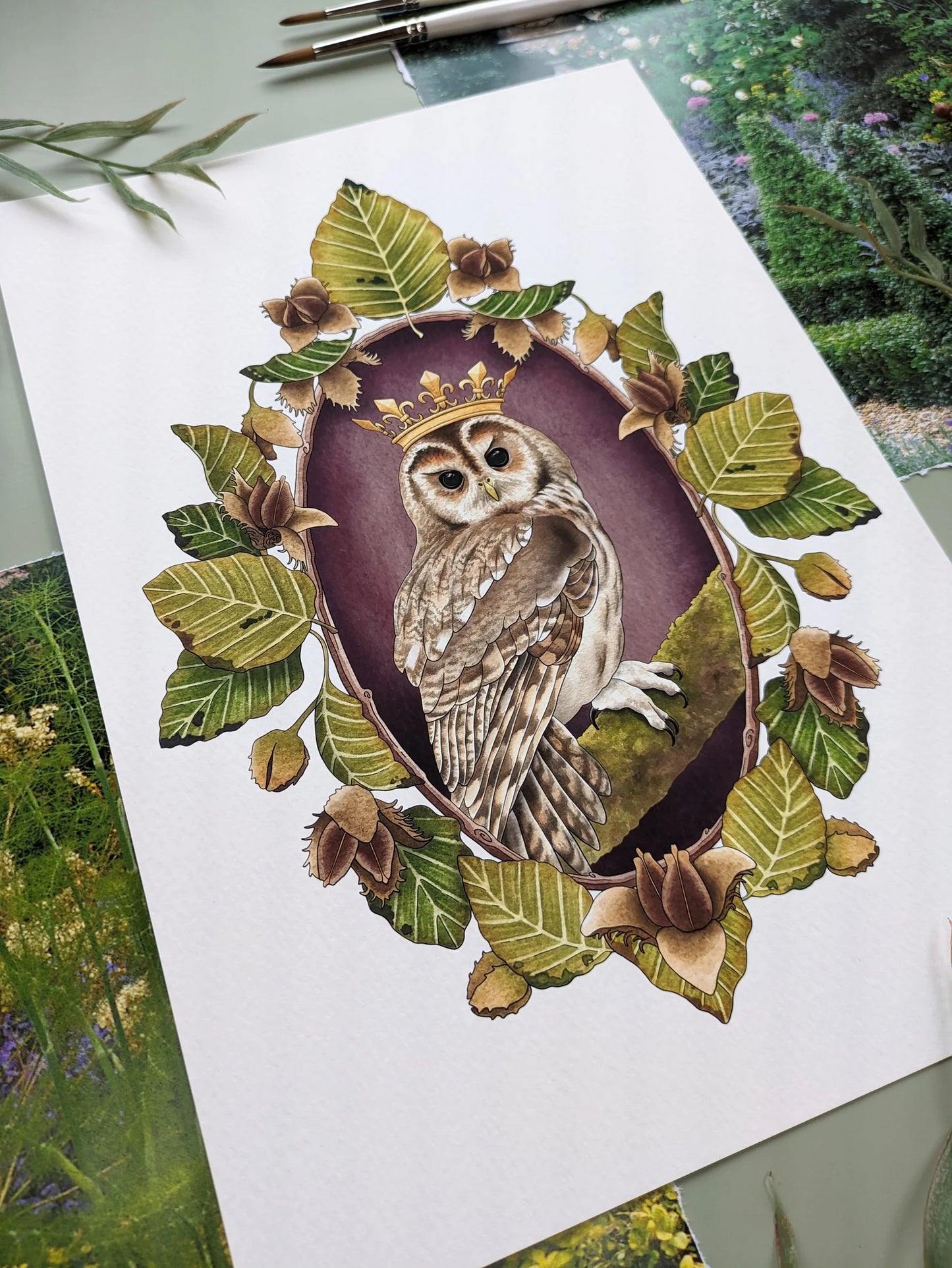 Woodland Owl Portrait A4 Print
