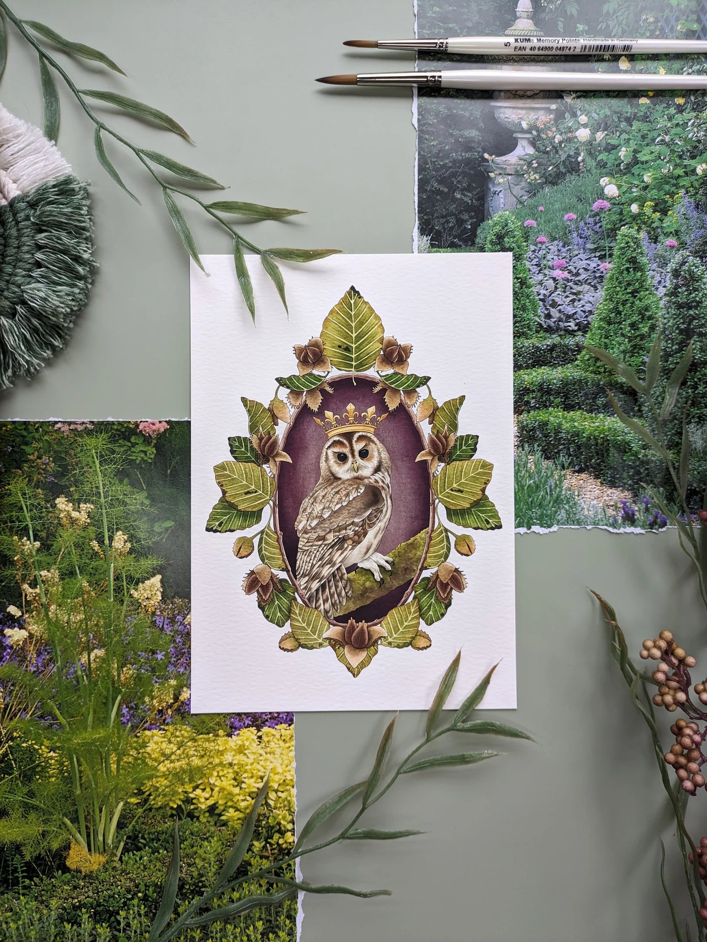 Woodland Owl Portrait A4 Print