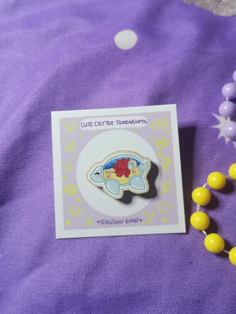 Sea Turtle Terrarium Wooden Pin