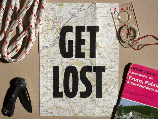 Get Lost A4 Map Lino Print