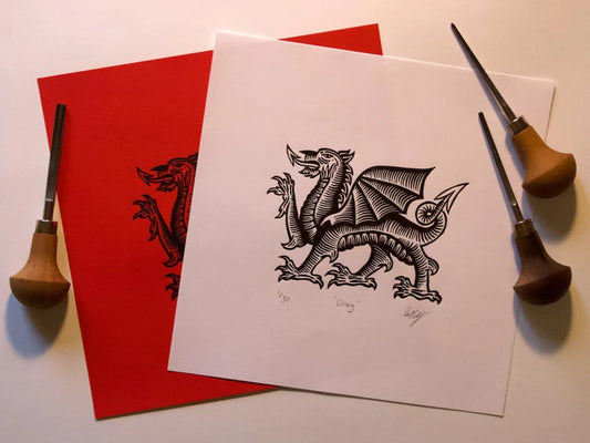 Draig Linocut Lino Print