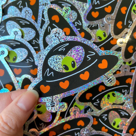 UFO Glitter Sticker