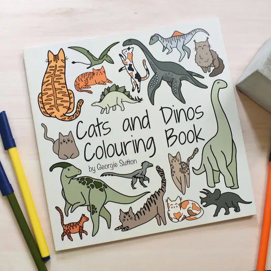 Cats and Dinos Colouring Book