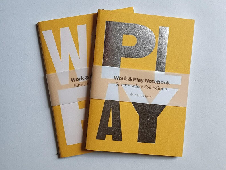 Work & Play A6 Notebook Silver & White Foil