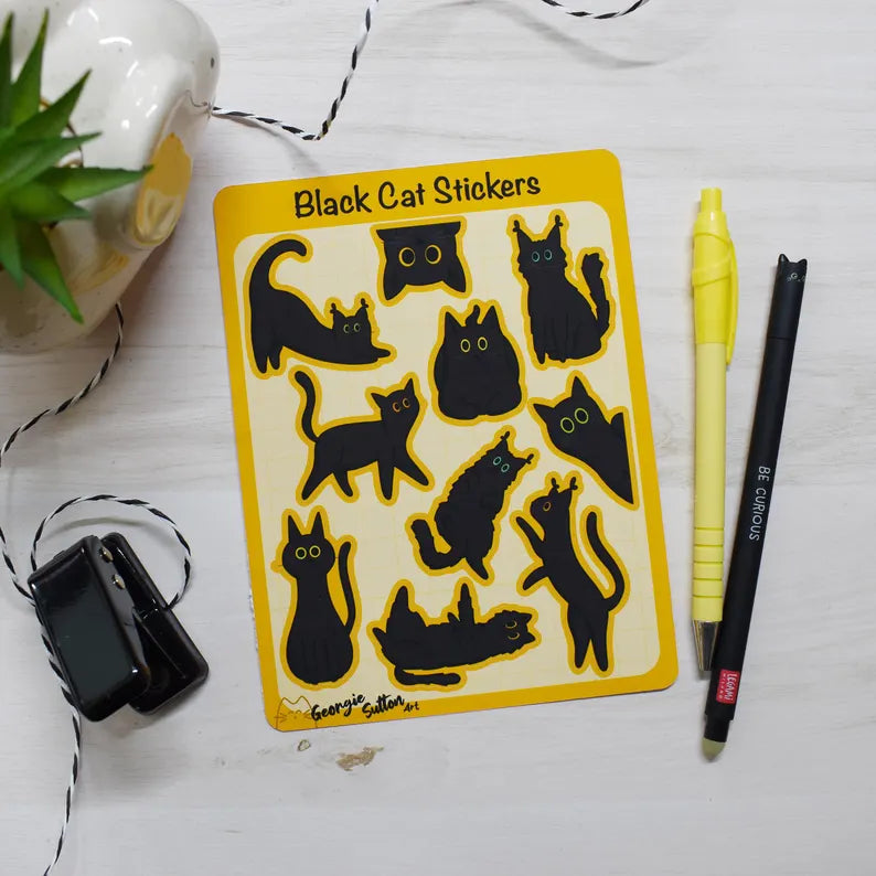 Black Cats Sticker Sheet